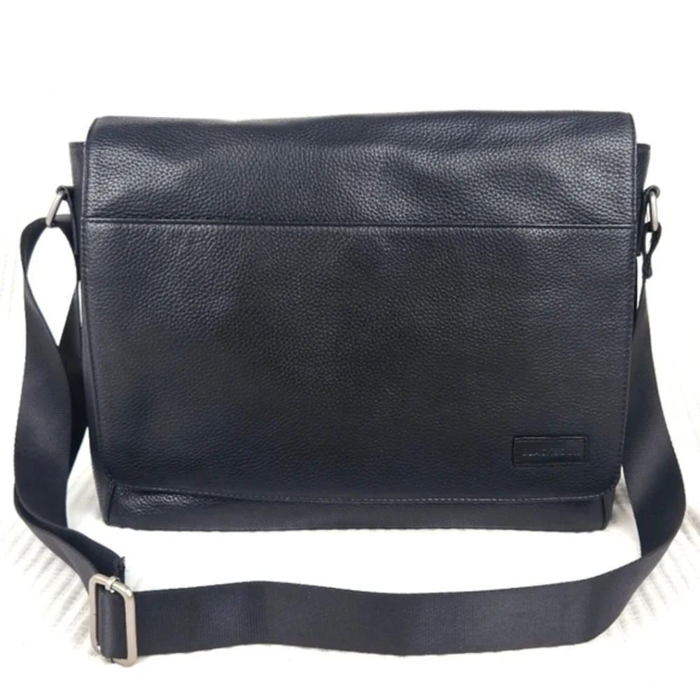 Blackbook Pebble Leather Briefcase Work Bag Adjustable Strap Office Business